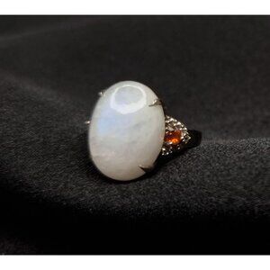 Rare Find Moonstone 925 KHR Signed India Sterling Silver Size 5.5